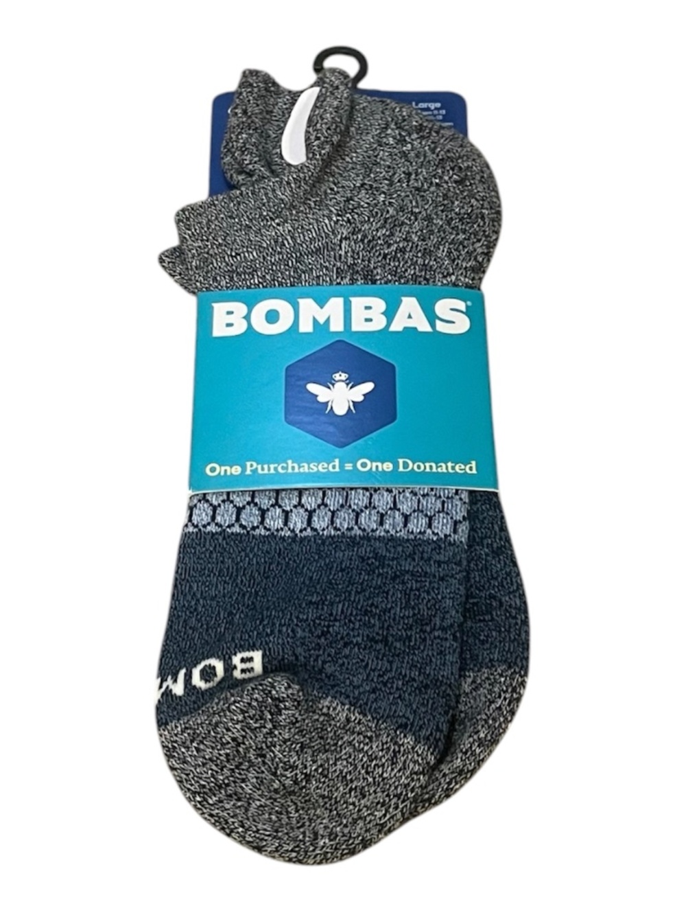 Bombas Gray and Black Ankle Socks Unisex Size Large